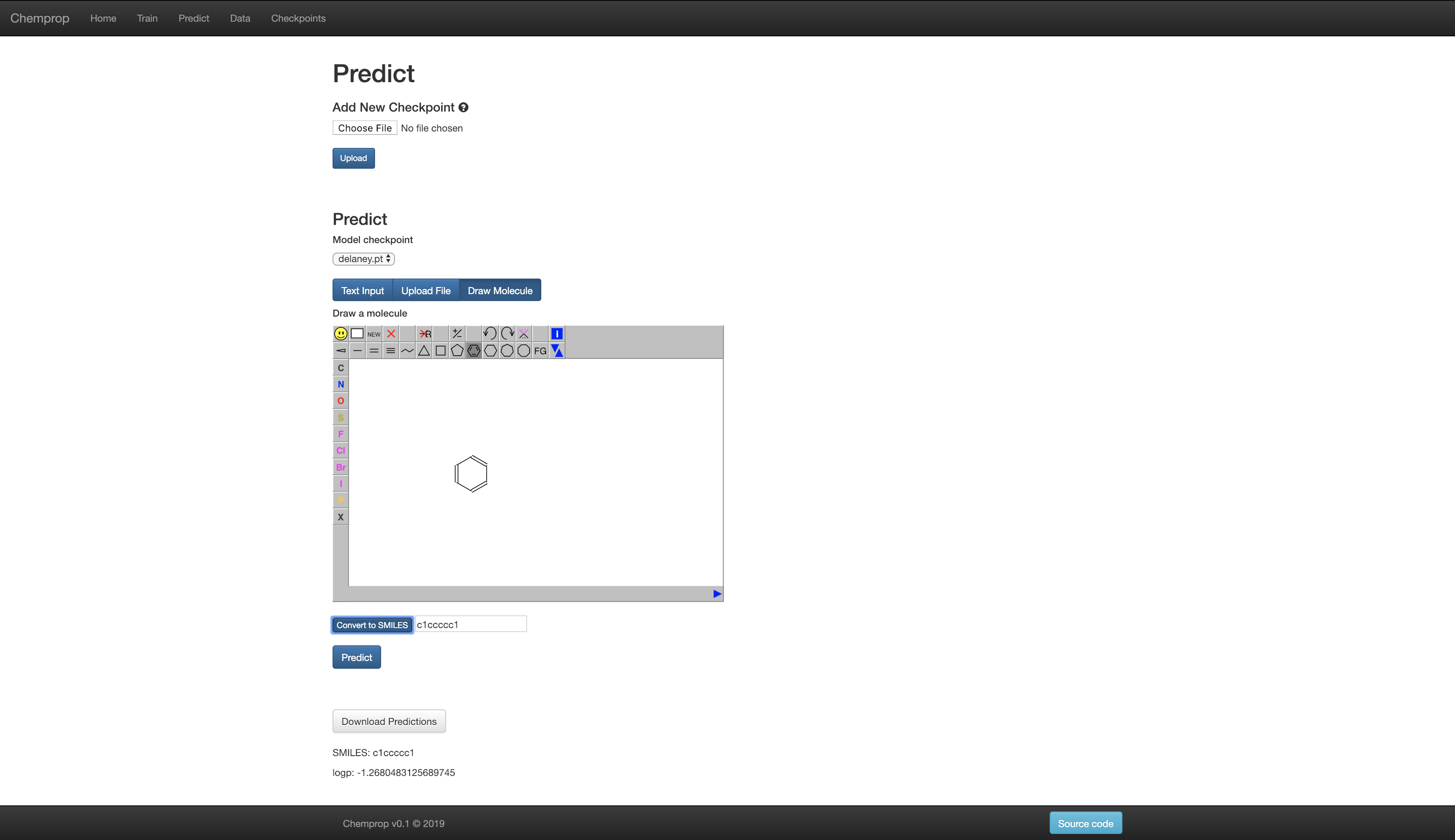 Predicting with our web interface